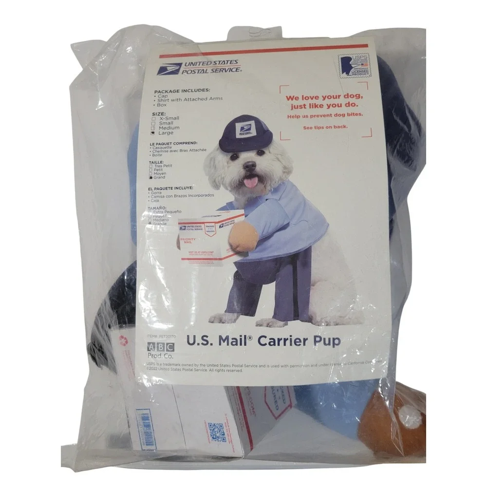 USPS Mail Carrier Dog Halloween Costume Large Blue Mailman Pet Pup Photo Shoot
